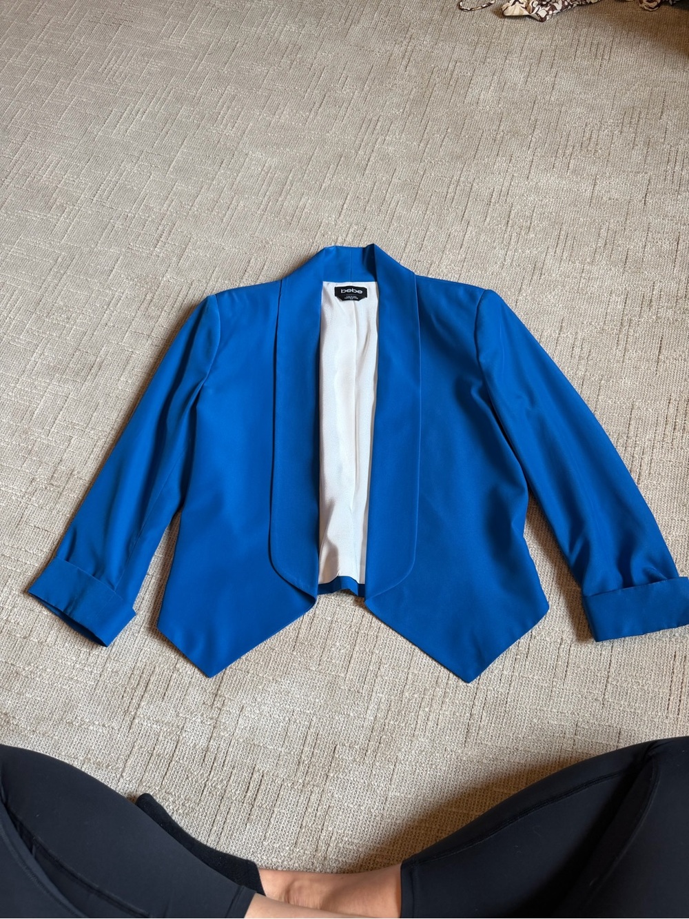 bebe Vibrant Blue Cropped Open-Front Blazer